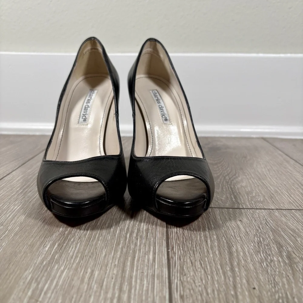 NWOB Charles David Black Peep-Toe Heels - Size 6 1/2 but fit like a 5 1/2